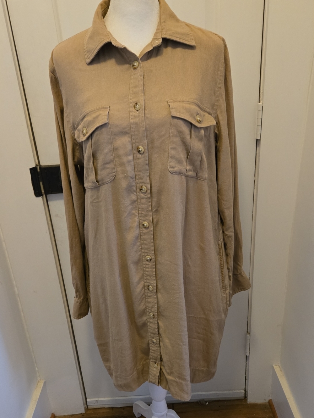 Lauren Ralph Lauren Women's Long Sleeve Button-Front Linen Blend Shirt Dress L